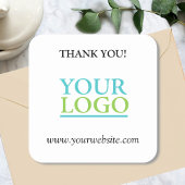 Uw Logo, naam en website, wit Vierkante Sticker