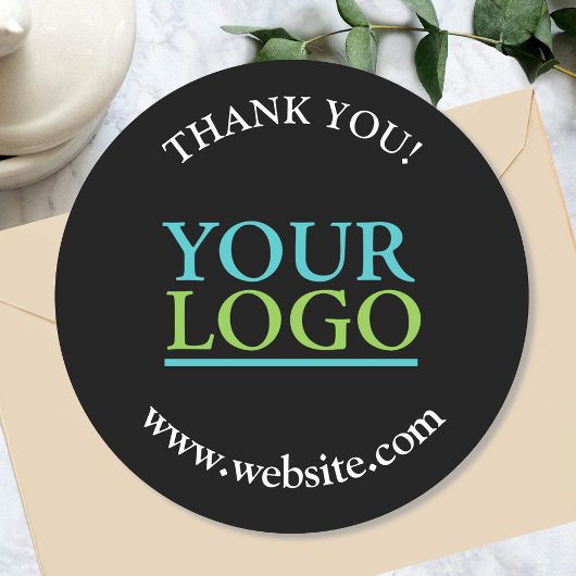 Uw Logo, naam en website, zwart Ronde Sticker