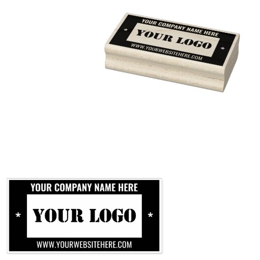 Uw logo naam info kleur rubber stempel voorbeeld (Gestempeld)