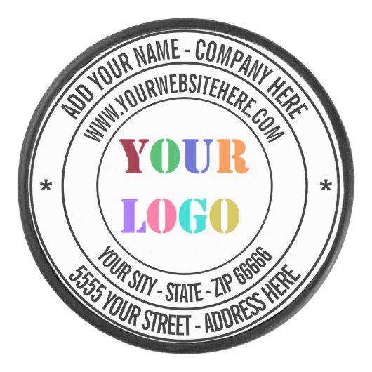 Uw Logo Naam Tekst Info Hockey Puck Sjabloon (Voorkant)