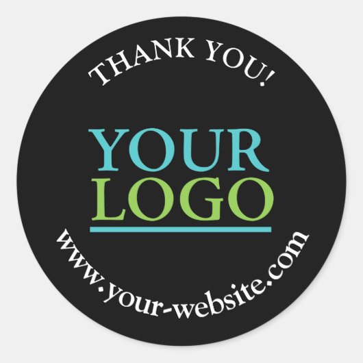 Uw Logo, Naam & Website Promo, DIY, Zwart Ronde Sticker (Voorkant)