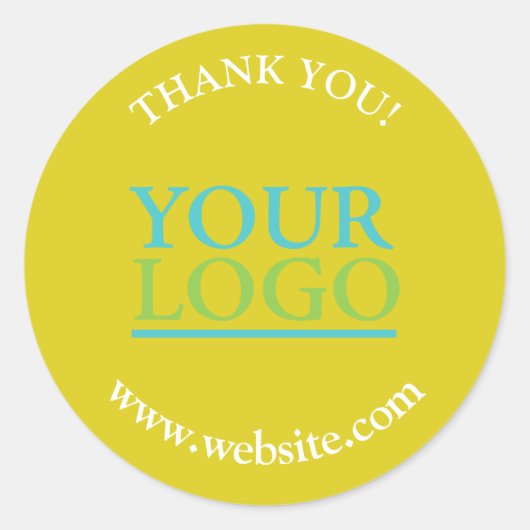 Uw Logo, Naam & Website Promo, Donkergeel Ronde Sticker (Voorkant)