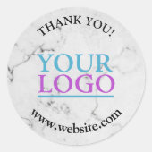 Uw Logo, Naam & Website Promo, Marmer Ronde Sticker (Voorkant)