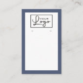 Uw Logo Navy Blue Border Earring Kaart QR-code Visitekaartje (Voorkant)