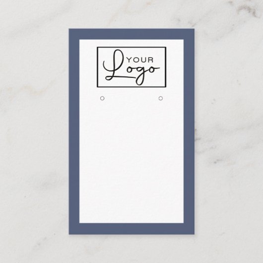 Uw Logo Navy Blue Border Earring Kaart QR-code Visitekaartje (Voorkant)