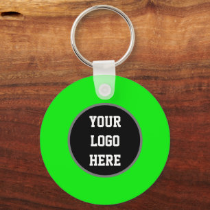 Uw Logo Neon Green Elegant Yellow Business Sleutelhanger