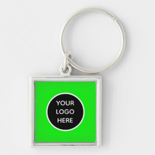 Uw Logo Neon Green Elegant Yellow Business Sleutelhanger