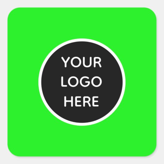 Uw Logo Neon Green Elegant Yellow Business Vierkante Sticker (Voorkant)