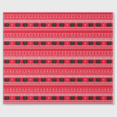 Uw Logo Nordic kerstpatroonrood Cadeaupapier (Vlak)