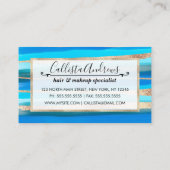 Uw Logo Ocean Blue Gold Abstracte verfstrepen Visitekaartje (Achterkant)