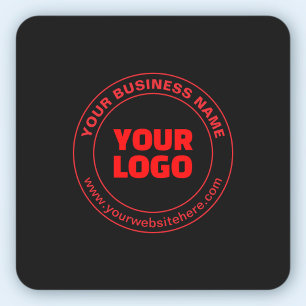 Uw logo of afbeelding & bewerkbare tekst, rood of  vierkante sticker