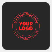 Uw Logo of Afbeelding en bewerkbare tekst, rood of Vierkante Sticker (Voorkant)