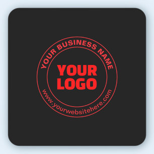 Uw Logo of Afbeelding en bewerkbare tekst, rood of Vierkante Sticker