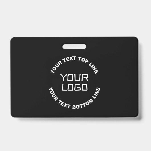 Uw Logo of Afbeelding en bewerkbare tekst | Zwart Badge (Voorzijde)