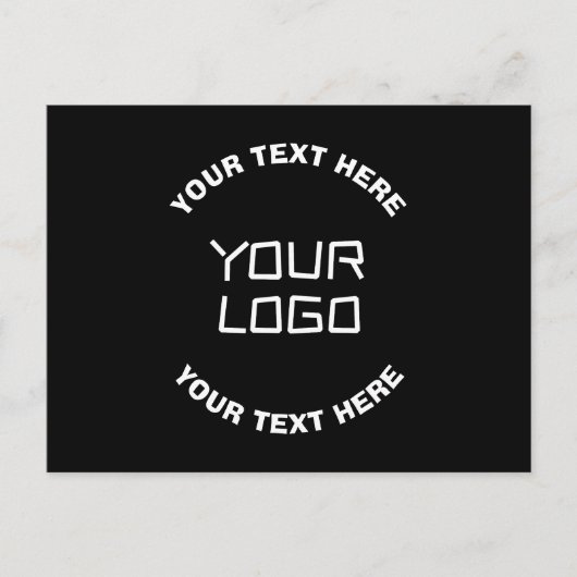 Uw Logo of Afbeelding en bewerkbare tekst | Zwart  Briefkaart (Voorkant)