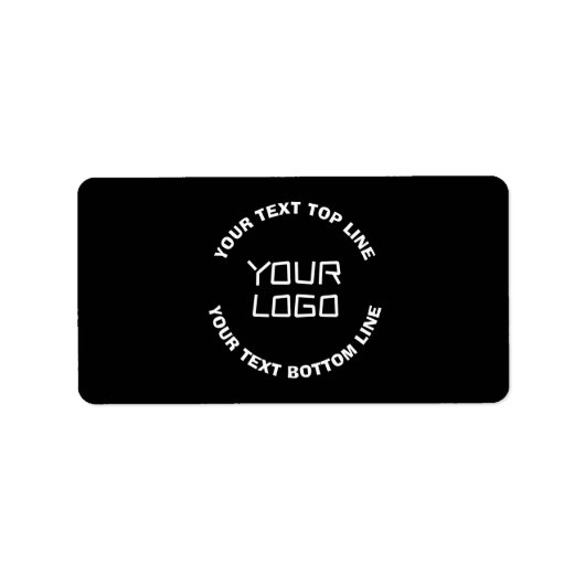 Uw Logo of Afbeelding en bewerkbare tekst | Zwart Etiket (Voorkant)