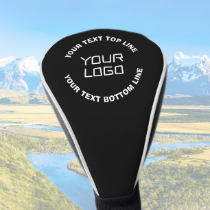 Uw Logo of Afbeelding en bewerkbare tekst Zwart Golfheadcover