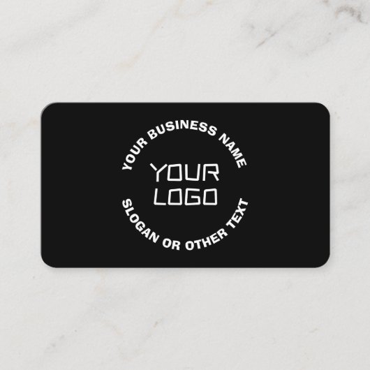 Uw Logo of Afbeelding en bewerkbare tekst | Zwart Informatiekaartje (Voorkant)