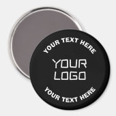 Uw Logo of Afbeelding en bewerkbare tekst | Zwart  Magneet (Voorkant / Achterkant)