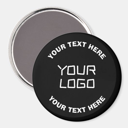 Uw Logo of Afbeelding en bewerkbare tekst | Zwart  Magneet (Voorkant / Achterkant)