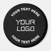 Uw Logo of Afbeelding en bewerkbare tekst | Zwart  Magneet (Voorkant)