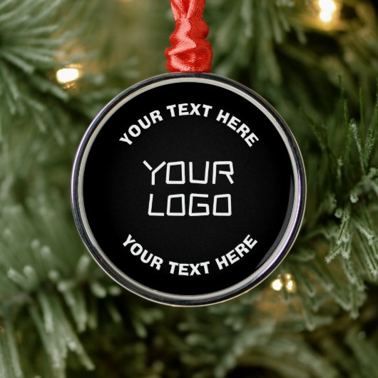Uw Logo of Afbeelding en bewerkbare tekst | Zwart Metalen Ornament (Boom)