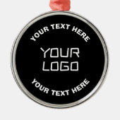 Uw Logo of Afbeelding en bewerkbare tekst | Zwart Metalen Ornament (Voorkant)