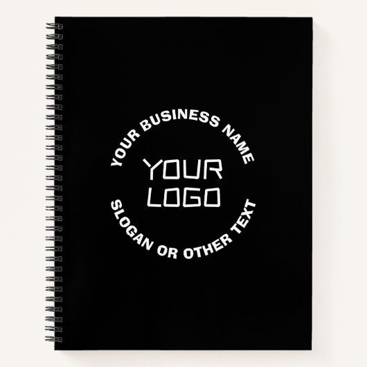 Uw Logo of Afbeelding en bewerkbare tekst | Zwart  Notitieboek (Voorkant)