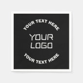 Uw Logo of Afbeelding en bewerkbare tekst | Zwart  Servet (Voorkant)
