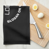Uw Logo of Afbeelding en bewerkbare tekst | Zwart  Theedoek (Quarter Fold)