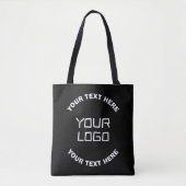 Uw Logo of Afbeelding en bewerkbare tekst | Zwart  Tote Bag (Voorkant)