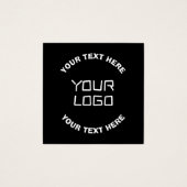 Uw Logo of Afbeelding en bewerkbare tekst | Zwart  Vierkante Visitekaartjes (Voorkant)
