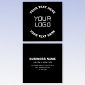 Uw Logo of Afbeelding en bewerkbare tekst | Zwart  Vierkante Visitekaartjes