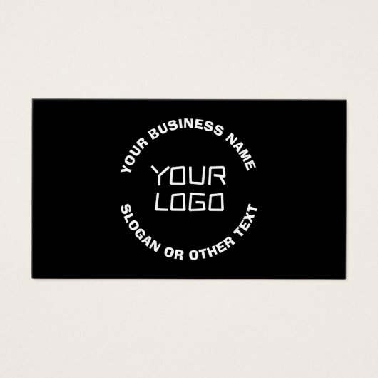 Uw Logo of Afbeelding en bewerkbare tekst | Zwart  Visitekaartje (Voorkant)