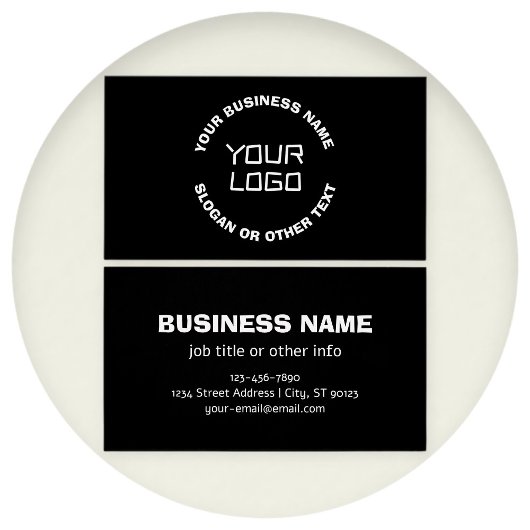 Uw Logo of Afbeelding en bewerkbare tekst | Zwart Visitekaartje