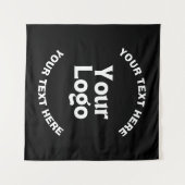 Uw Logo of Afbeelding en bewerkbare tekst | Zwart Wandkleed (Voorkant (horizontaal))