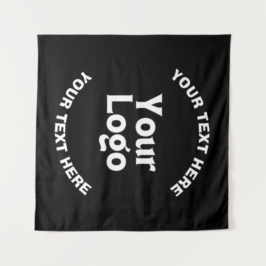 Uw Logo of Afbeelding en bewerkbare tekst | Zwart  Wandkleed (Voorkant (horizontaal))