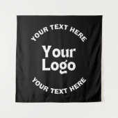 Uw Logo of Afbeelding en bewerkbare tekst | Zwart Wandkleed (Voorkant)