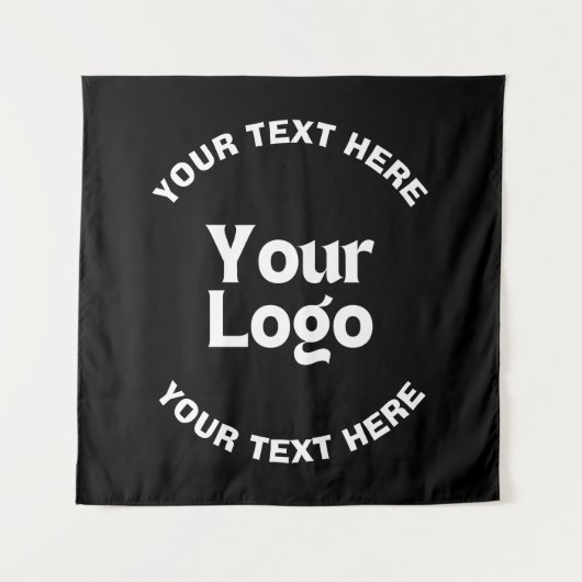 Uw Logo of Afbeelding en bewerkbare tekst | Zwart Wandkleed (Voorkant)