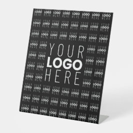 Uw logo of afbeelding in tegelpatroon grote middel reclamebord met voetstuk