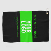 Uw Logo of Afbeelding | Zwart en helder groen Golfhanddoek (Horizontaal)