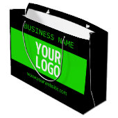 Uw Logo of Afbeelding | Zwart en helder groen Groot Cadeauzakje (Achterkant Gekanteld)
