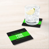 Uw Logo of Afbeelding | Zwart en helder groen Kartonnen Onderzetters (Insitu)