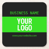 Uw Logo of Afbeelding | Zwart en helder groen Kartonnen Onderzetters (Voorkant)