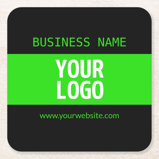 Uw Logo of Afbeelding | Zwart en helder groen Kartonnen Onderzetters (Voorkant)