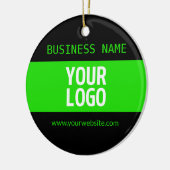 Uw Logo of Afbeelding | Zwart en helder groen Keramisch Ornament (Links)