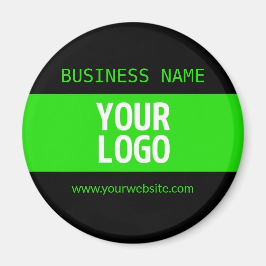 Uw Logo of Afbeelding | Zwart en helder groen Magneet (Voorkant)