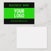 Uw Logo of Afbeelding | Zwart en helder groen Notitiekaartje (Voorkant / Achterkant)