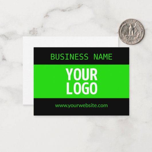 Uw Logo of Afbeelding | Zwart en helder groen Notitiekaartje (Voorkant / Achterkant in situ)
