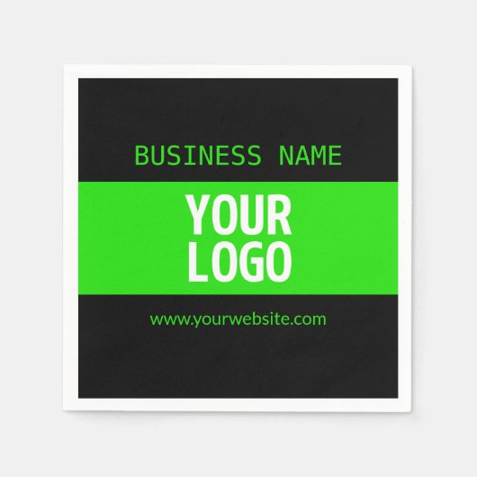 Uw Logo of Afbeelding | Zwart en helder groen Servet (Voorkant)